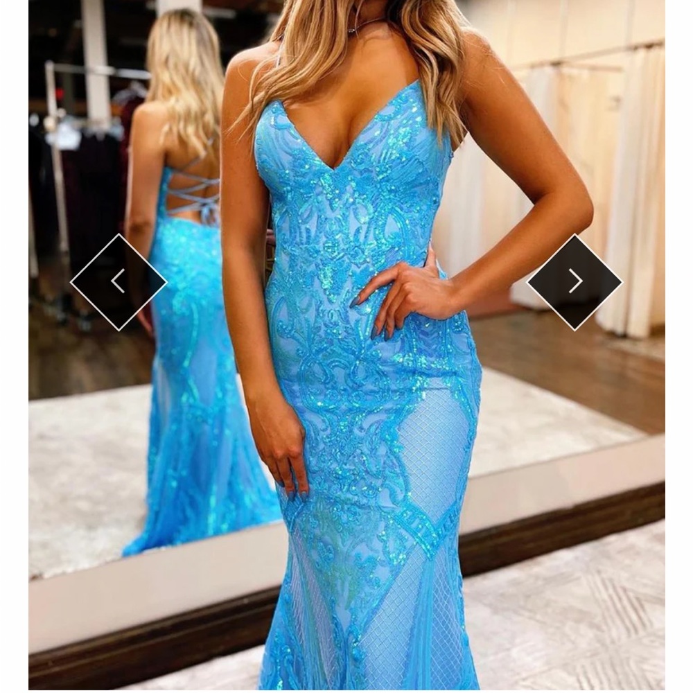Blue mermaid prom dress